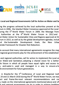 Brasilia	Local	and	Regional	Governments	Call	for	Action	on	Water and	Sanitation