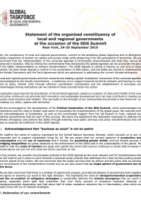 Statement of the organized constituency of local and regional governments - SDG Summit 2019