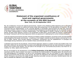 Statement of the organized constituency of local and regional governments - SDG Summit 2019